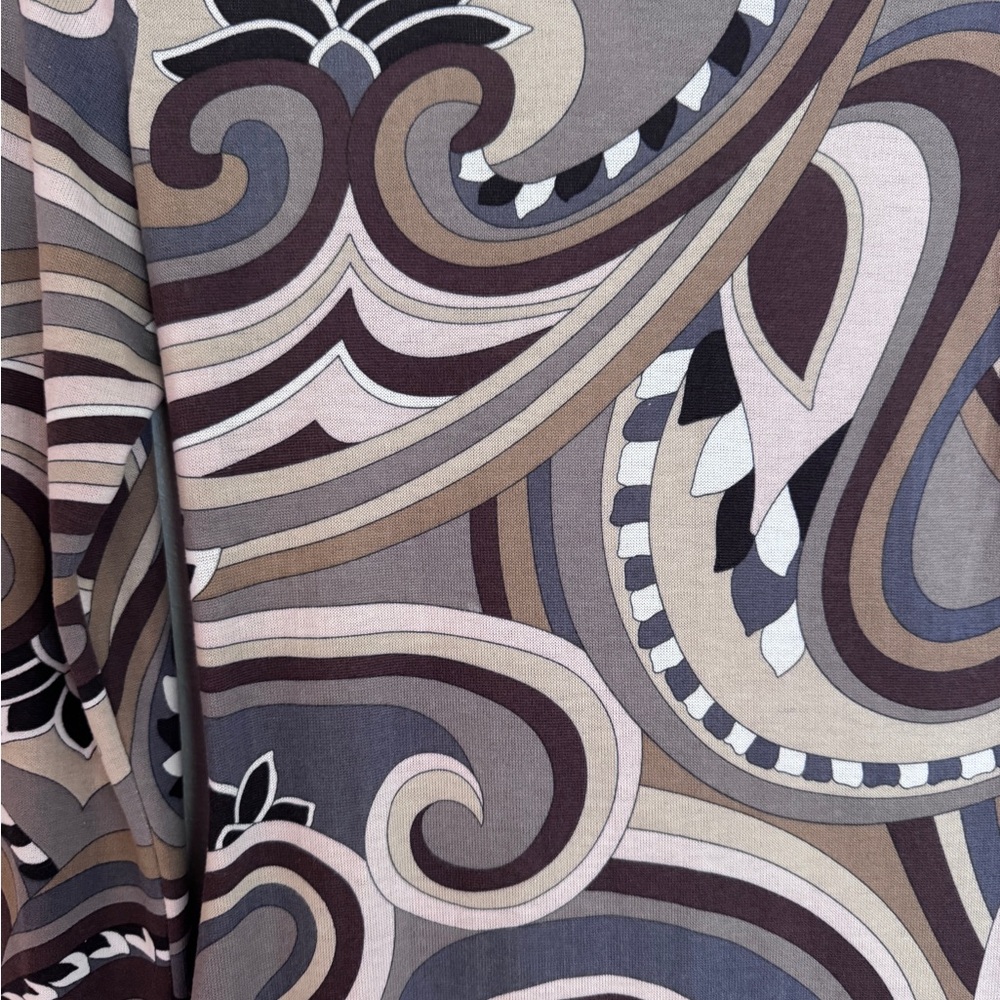 Zara Elegant Brown Patterned Long Sleeve Dress Medium - Picture 7 of 8